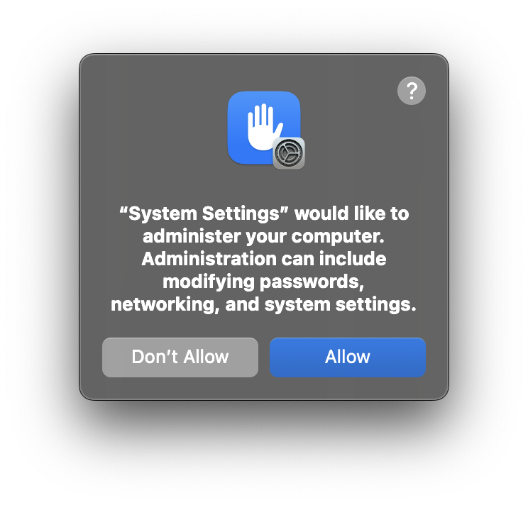 macOS Permission Pop-up