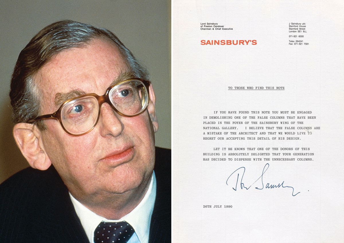 Sainsbury Wing contractors find 1990 letter from donor