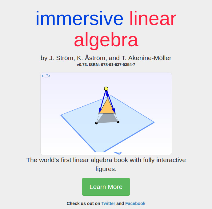 Immersive Linear Algebra by J. Ström