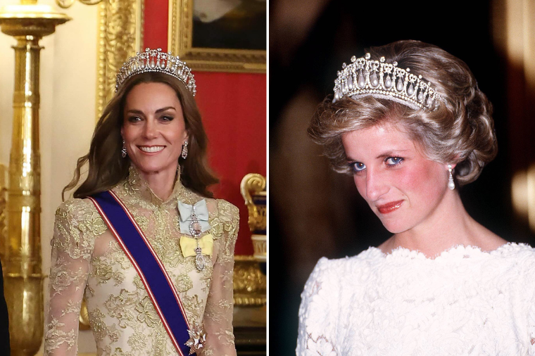 Kate Middleton wears Princess Diana's favorite tiara to Trump State Banquet  in Windsor – Emirates Woman
