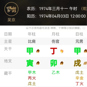 吴京谢楠八字命理格局运势解析