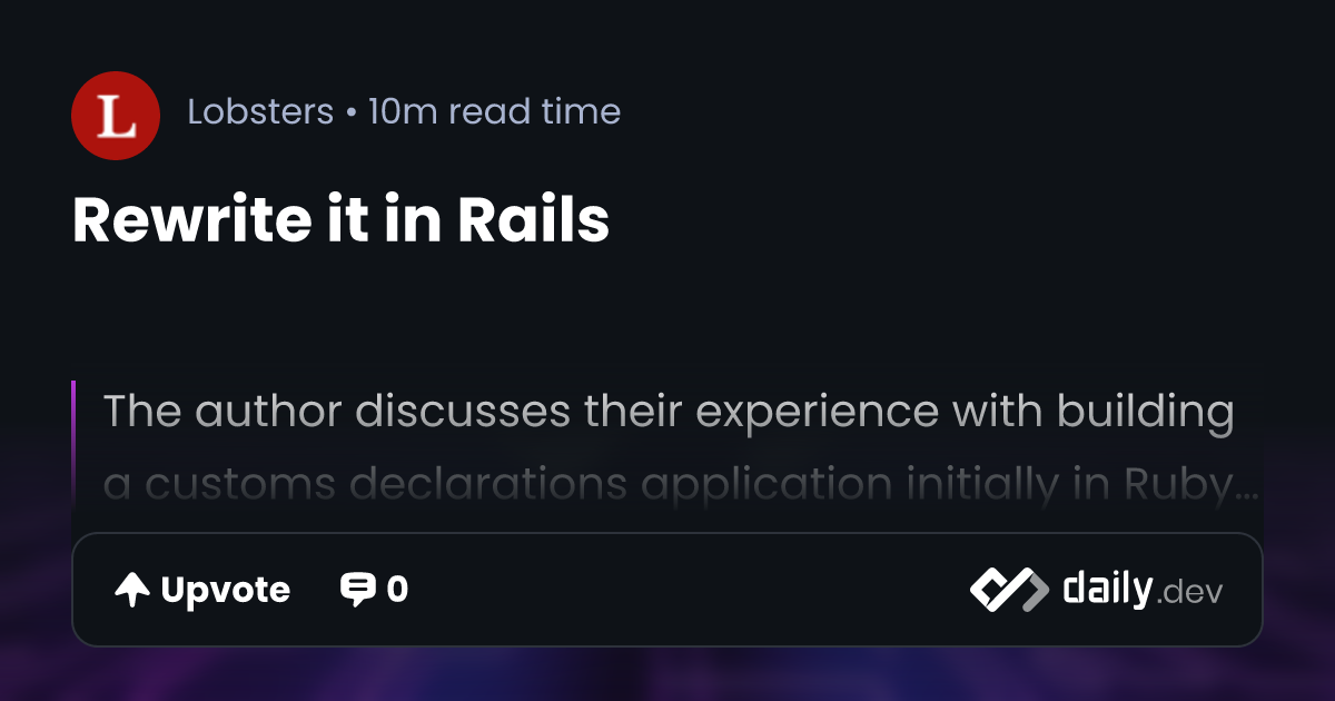 Rewrite it in Rails