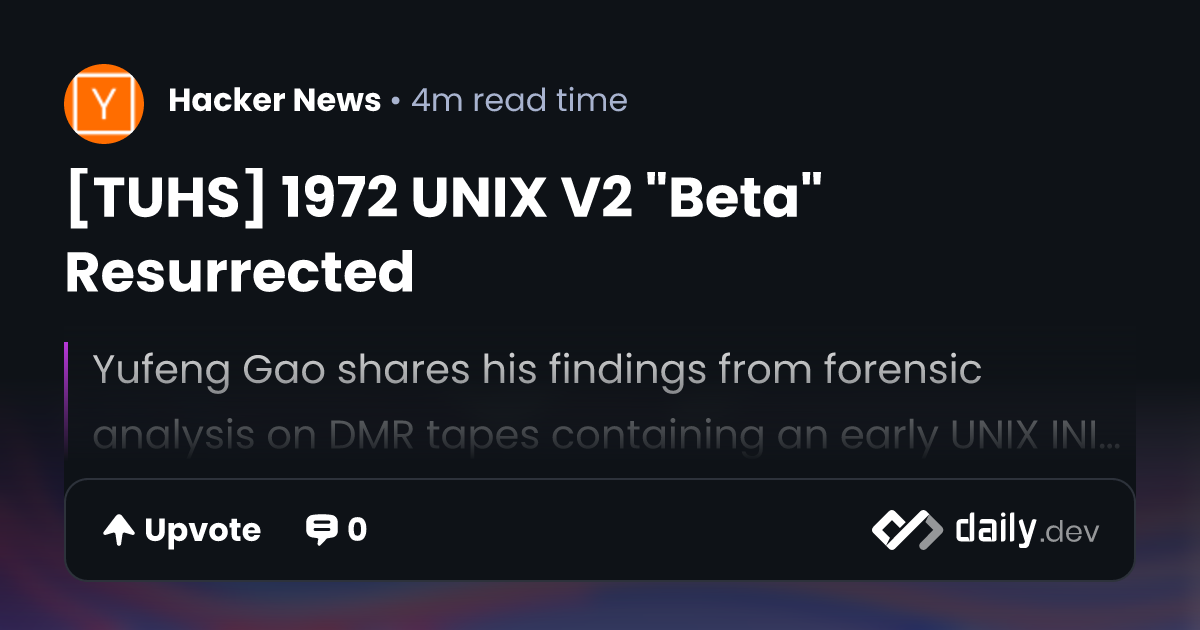 1972 Unix V2 "Beta" Resurrected