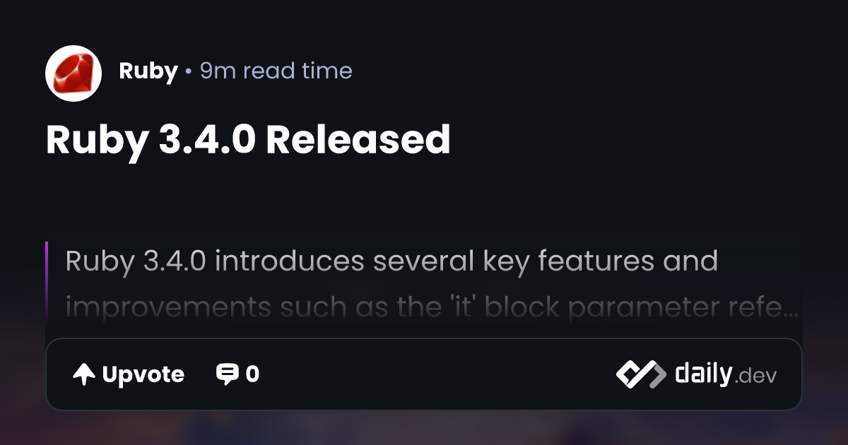 Ruby 3.4.0 Released