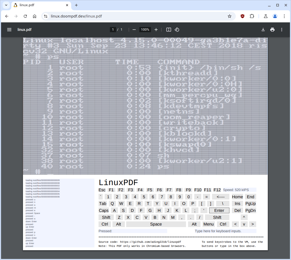 Linux Running in a PDF