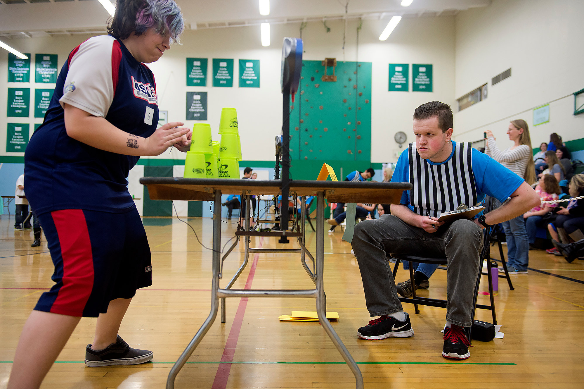 Cup Stacking in Gym Class